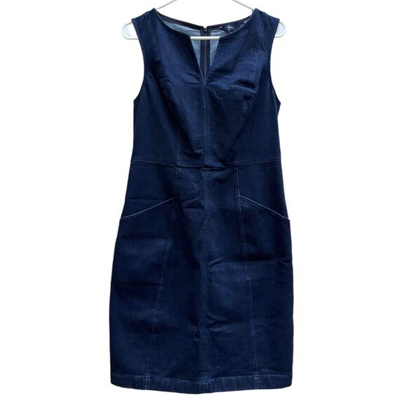 Boden Dresses & Skirts - NEW Boden Helen Dark Denim Sleeveless Dress Back Zip Front Pockets Women's 6